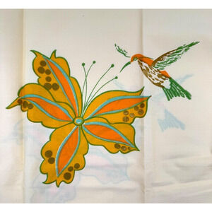 Martex Percale FULL Sheet Set Hummingbird Floral Yellow Flat Fitted Pillowcases